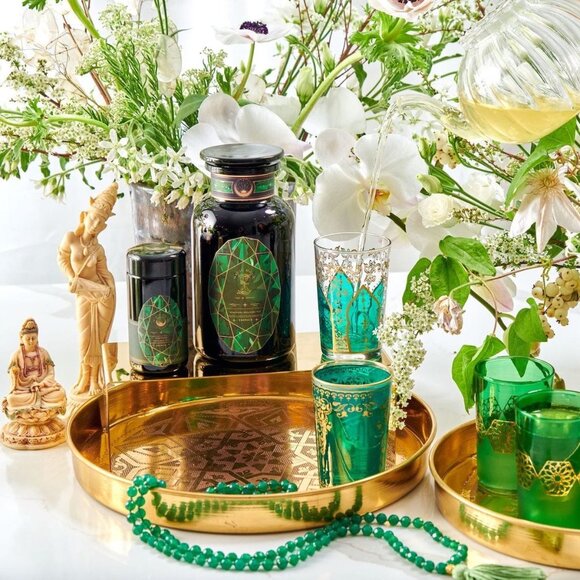 NEW! MAGIC HOUR EMERALD GREEN TEA IN VIOLET GLASS APOTHECARY JAR 60-75 CUPS - Picture 4 of 7